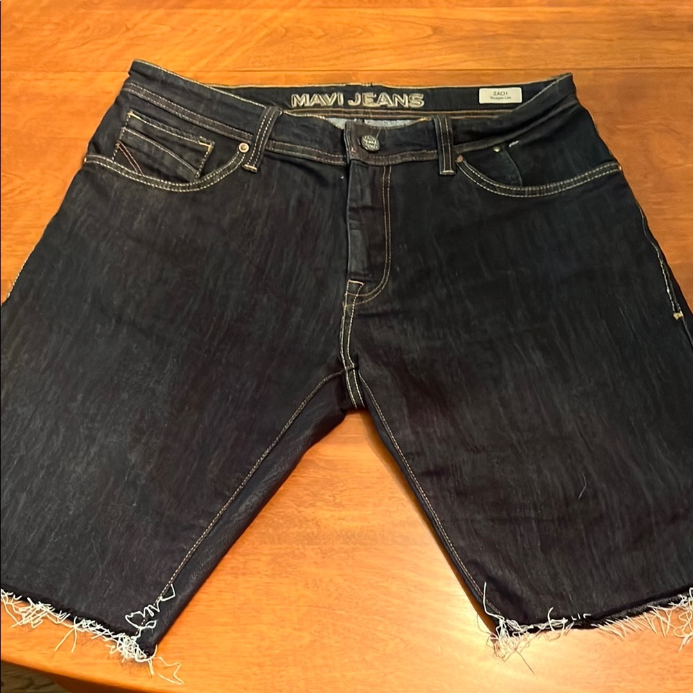 Mavi Blue  Jean Shorts Distressed Raw Hem, 33/32